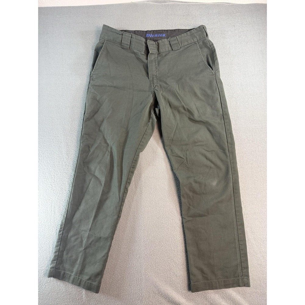 Dickies FLEX Pants Mens 34 Green Slim Fit Tapered Khakis Workwear Casual
